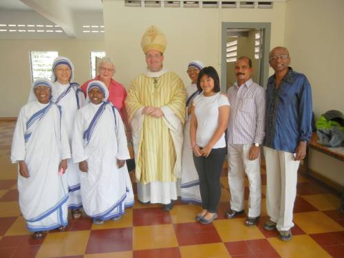 Bishop Olivier with visitors